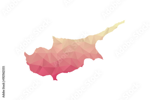 Cyprus Map - Polygon Style Vector Illustration in Peach and Pink Gradient, Low Poly Geometric Design, Isolated on White Background for Infographics and Projects.