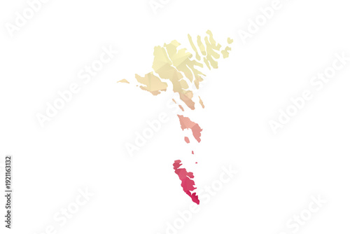 Faroe Islands Map - Polygon Style Vector Illustration in Peach and Pink Gradient, Low Poly Geometric Design, Isolated on White Background for Infographics and Projects.