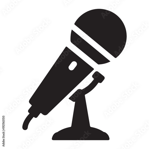 Microphone on stand for recording or public speaking events  simple icon