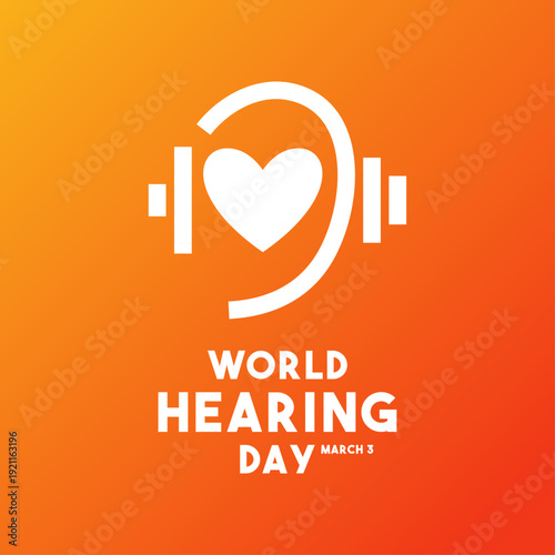 World Hearing Day. March 3. Gradient. Banner, card, and background.