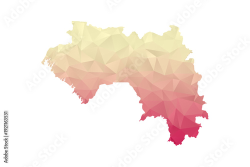 Guinea Map - Polygon Style Vector Illustration in Peach and Pink Gradient, Low Poly Geometric Design, Isolated on White Background for Infographics and Projects.