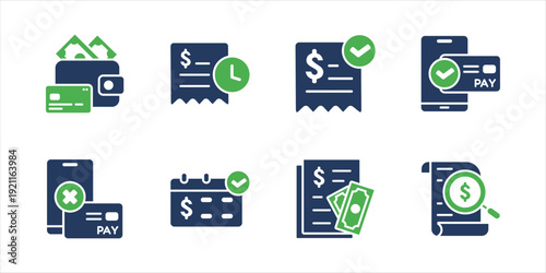Digital Payment Icons Pack. Daily Transaction Workflow Collection