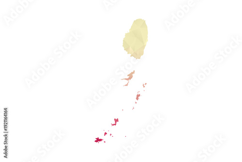 Saint Vincent and the Grenadines Map - Polygon Style Vector Illustration in Peach and Pink Gradient, Low Poly Geometric Design, Isolated on White Background for Infographics and Projects.