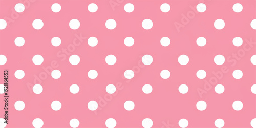 Seamless pink polka dots and red heart vector illustration on a white background for a vintage Valentine fabric pattern or wallpaper design
