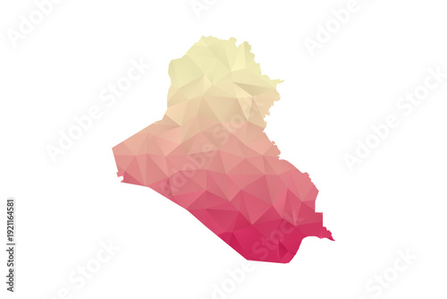 Iraq Map - Polygon Style Vector Illustration in Peach and Pink Gradient, Low Poly Geometric Design, Isolated on White Background for Infographics and Projects.
