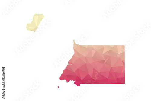Equatorial Guinea Map - Polygon Style Vector Illustration in Peach and Pink Gradient, Low Poly Geometric Design, Isolated on White Background for Infographics and Projects.
