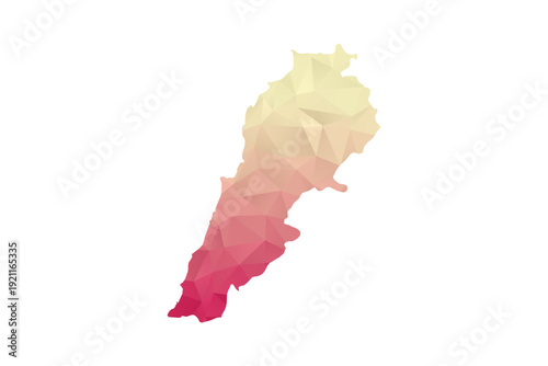 Lebanon Map - Polygon Style Vector Illustration in Peach and Pink Gradient, Low Poly Geometric Design, Isolated on White Background for Infographics and Projects.