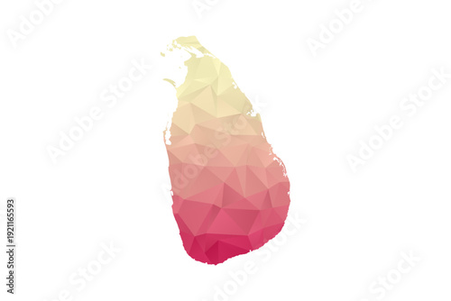Sri Lanka Map - Polygon Style Vector Illustration in Peach and Pink Gradient, Low Poly Geometric Design, Isolated on White Background for Infographics and Projects.