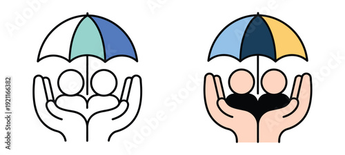 Social security icon set multiple style, collection of government and protection symbols