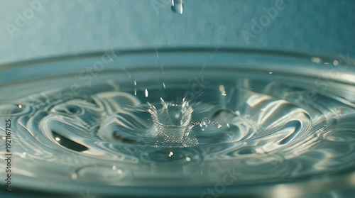 Wallpaper Mural Pure Water Droplet Falling into Clean Liquid with Ripples Video. Torontodigital.ca