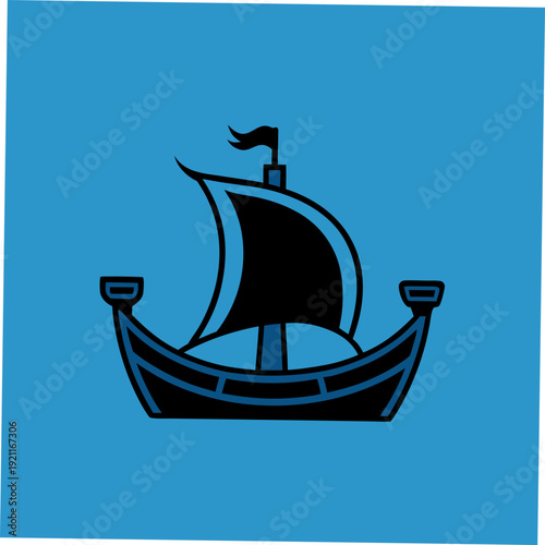 ship on a blue background