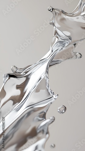 digital technology silver metal liquid poster background