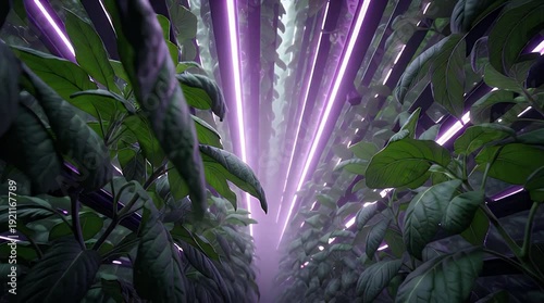 Wallpaper Mural Modern Indoor Vertical Farm with LED Growth Lights Video. Torontodigital.ca
