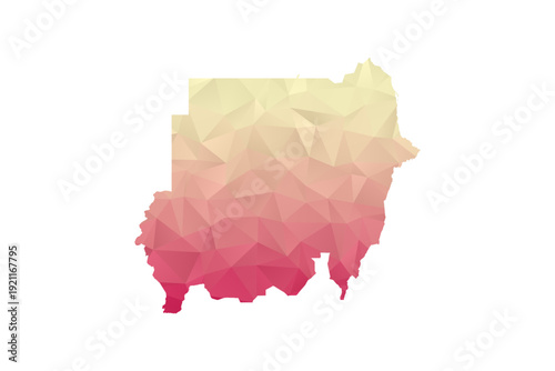 Sudan Map - Polygon Style Vector Illustration in Peach and Pink Gradient, Low Poly Geometric Design, Isolated on White Background for Infographics and Projects.