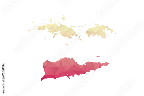 U.S. Virgin Islands Map - Polygon Style Vector Illustration in Peach and Pink Gradient, Low Poly Geometric Design, Isolated on White Background for Infographics and Projects.