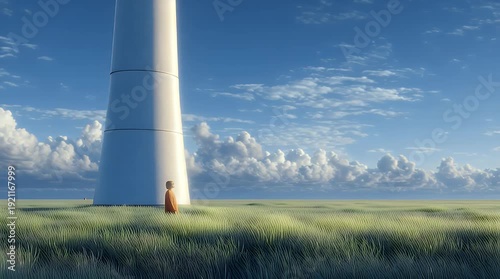 Wallpaper Mural Giant White Wind Turbine Blade Rotating against Blue Sky Video. Torontodigital.ca