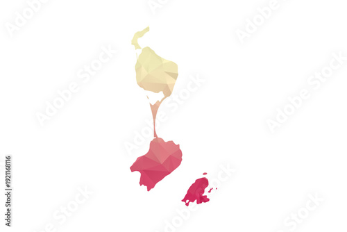 Saint Pierre and Miquelon Map - Polygon Style Vector Illustration in Peach and Pink Gradient, Low Poly Geometric Design, Isolated on White Background for Infographics and Projects.