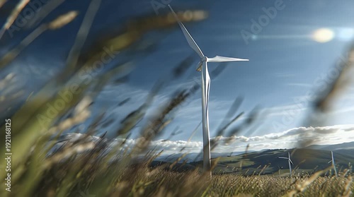 Wallpaper Mural Giant White Wind Turbine Blade Rotating against Blue Sky Video. Torontodigital.ca