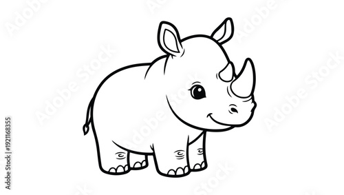 Cute Baby Rhino Coloring Page