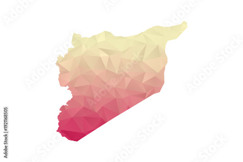 syria Map - Polygon Style Vector Illustration in Peach and Pink Gradient, Low Poly Geometric Design, Isolated on White Background for Infographics and Projects.