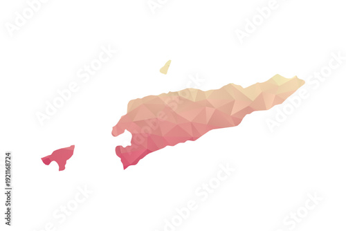 Timor Leste Map - Polygon Style Vector Illustration in Peach and Pink Gradient, Low Poly Geometric Design, Isolated on White Background for Infographics and Projects.