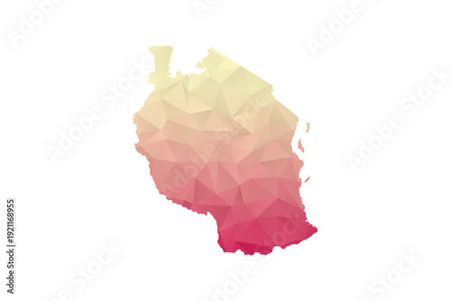 Tanzania Map - Polygon Style Vector Illustration in Peach and Pink Gradient, Low Poly Geometric Design, Isolated on White Background for Infographics and Projects.