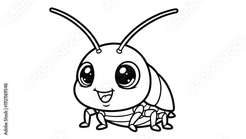 Cute Cartoon Cockroach Coloring Page
