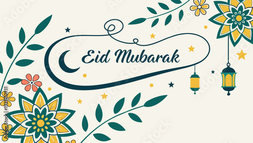 eid mubarak letter calligraphy banner 