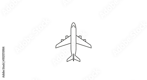 Simple minimalist elegant plane icon isolated on white background, clean aviation mockup for graphic resource