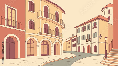 Mediterranean Cityscape Vector