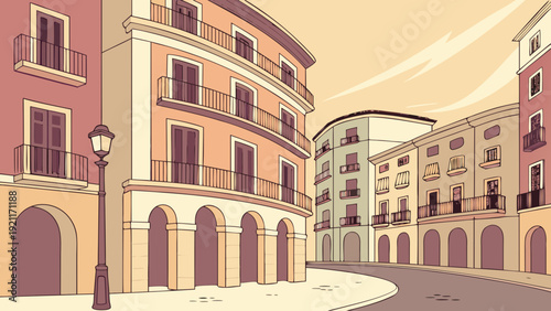 Mediterranean Cityscape Vector