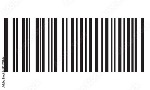 Simple Black Barcode Isolated on white background. High contrast black barcode symbol with vertical lines, retail, inventory, and product identification concepts.