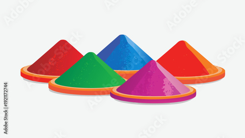 Colorful powder piles arranged in a vibrant and cheerful display