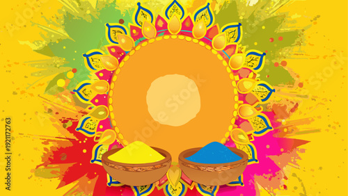 Vibrant celebration with colorful flowers and a radiant sunburst centerpiece