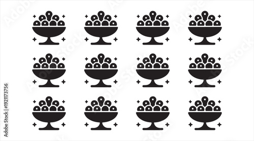 Ramadan Iftar Dates Bowl Silhouette Collection for Islamic Celebration Design