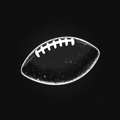 distressed chalk-style american football centered on black background, evoking rugged vintage energy