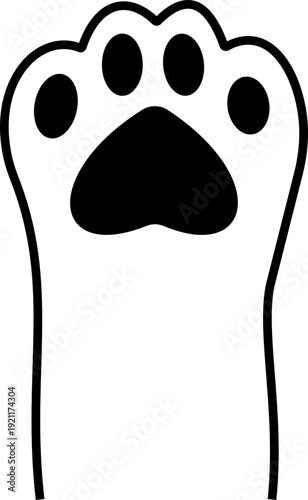 Cat paw print icon, animal footprint symbol for pet care, veterinary clinic, grooming salon and pet shop logo design in minimal line style vector isolated on transparent background