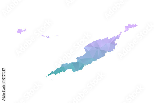 Anguilla Map Polygon Style Vector Illustration in Purple and Cyan Gradient, Low Poly Geometric Design, Isolated on White Background for Infographics and Projects.