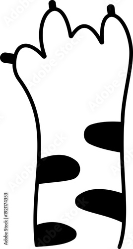 Cat paw print icon, animal footprint symbol for pet care, veterinary clinic, grooming salon and pet shop logo design in minimal line style vector isolated on transparent background