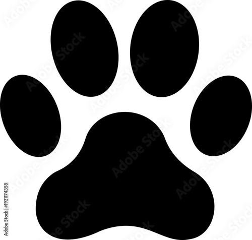 Cat paw print icon, animal footprint symbol for pet care, veterinary clinic, grooming salon and pet shop logo design in minimal line style vector isolated on transparent background