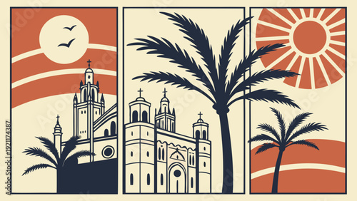 Retro Spain Travel Poster Vector