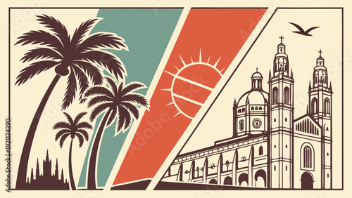 Retro Spain Travel Poster Vector