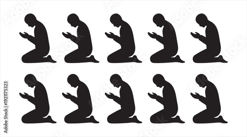 Minimal Islamic Faith Silhouette Pack Showing Devotional Prayer Gesture