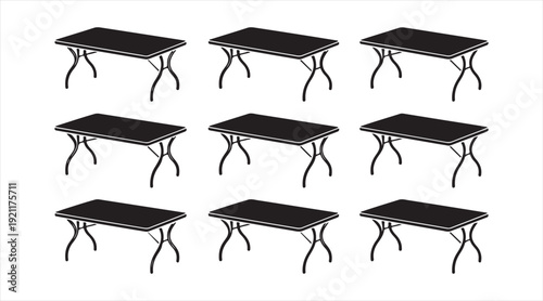 Vintage Wooden Table Silhouette Collection with Ornate Curved Legs for Interior Design