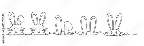 continuous line  Happy Easter Easter rabbit  easter Bunny. Vector illustration.