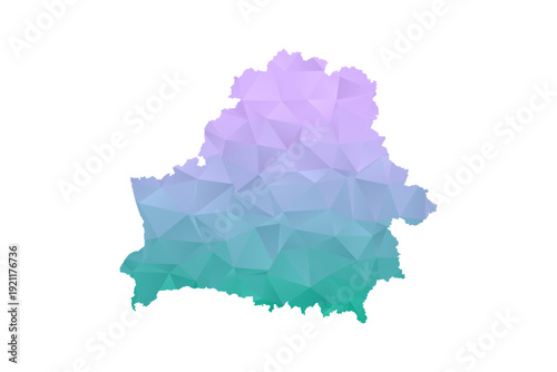 Belarus Map Polygon Style Vector Illustration in Purple and Cyan Gradient, Low Poly Geometric Design, Isolated on White Background for Infographics and Projects.