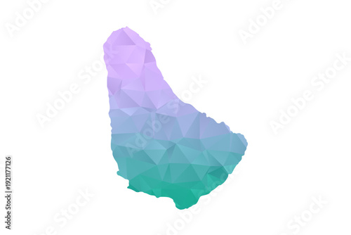 Barbados Map Polygon Style Vector Illustration in Purple and Cyan Gradient, Low Poly Geometric Design, Isolated on White Background for Infographics and Projects.