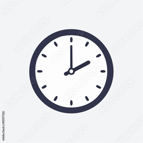 Minimalist black clock icon. Clean lines and flat design, isolated on white. Simple vector illustration.