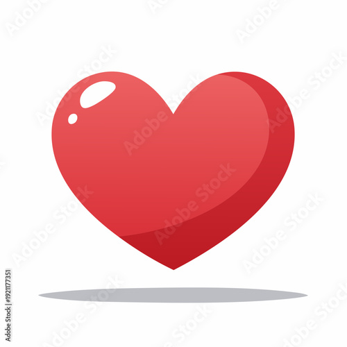 Red heart icon. Flat design symbol. Love and romance sign. Isolated on white. Vector illustration.