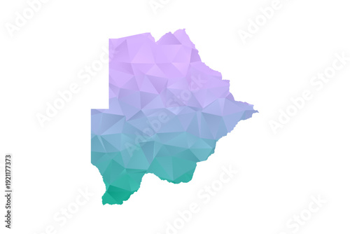 Botswana Map Polygon Style Vector Illustration in Purple and Cyan Gradient, Low Poly Geometric Design, Isolated on White Background for Infographics and Projects.